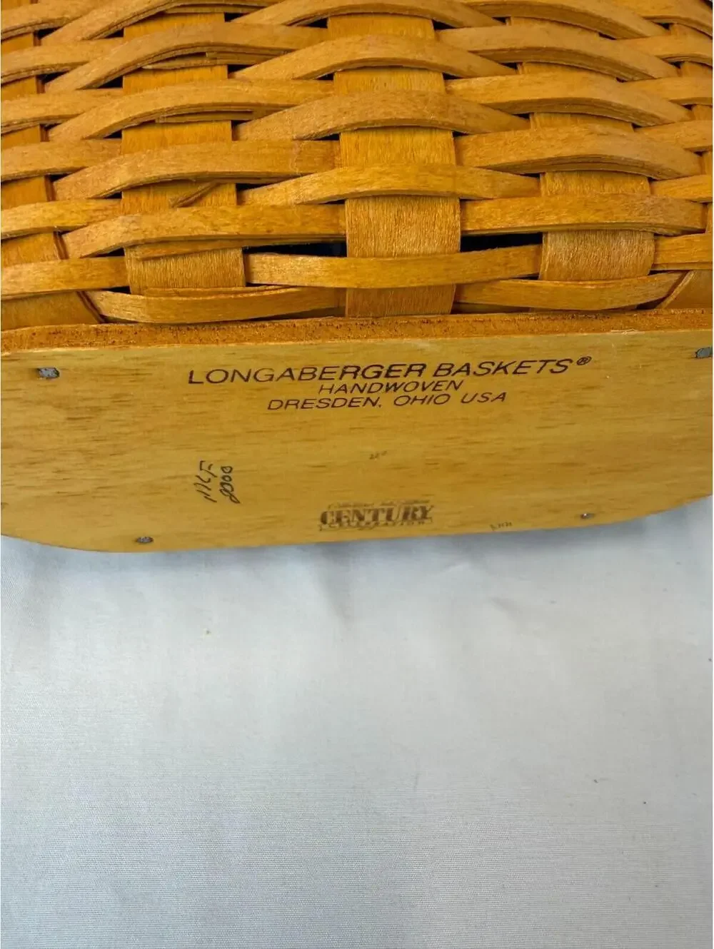 2000 Longaberger CC Century Celebration Basket w/Protector Liner Tie On & Lid